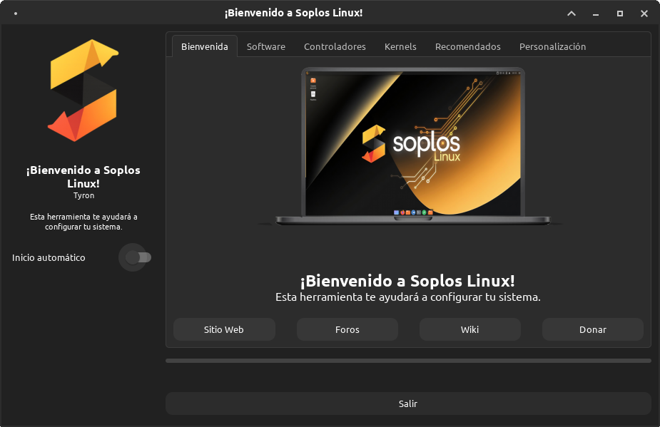 Soplos Welcome Screenshot