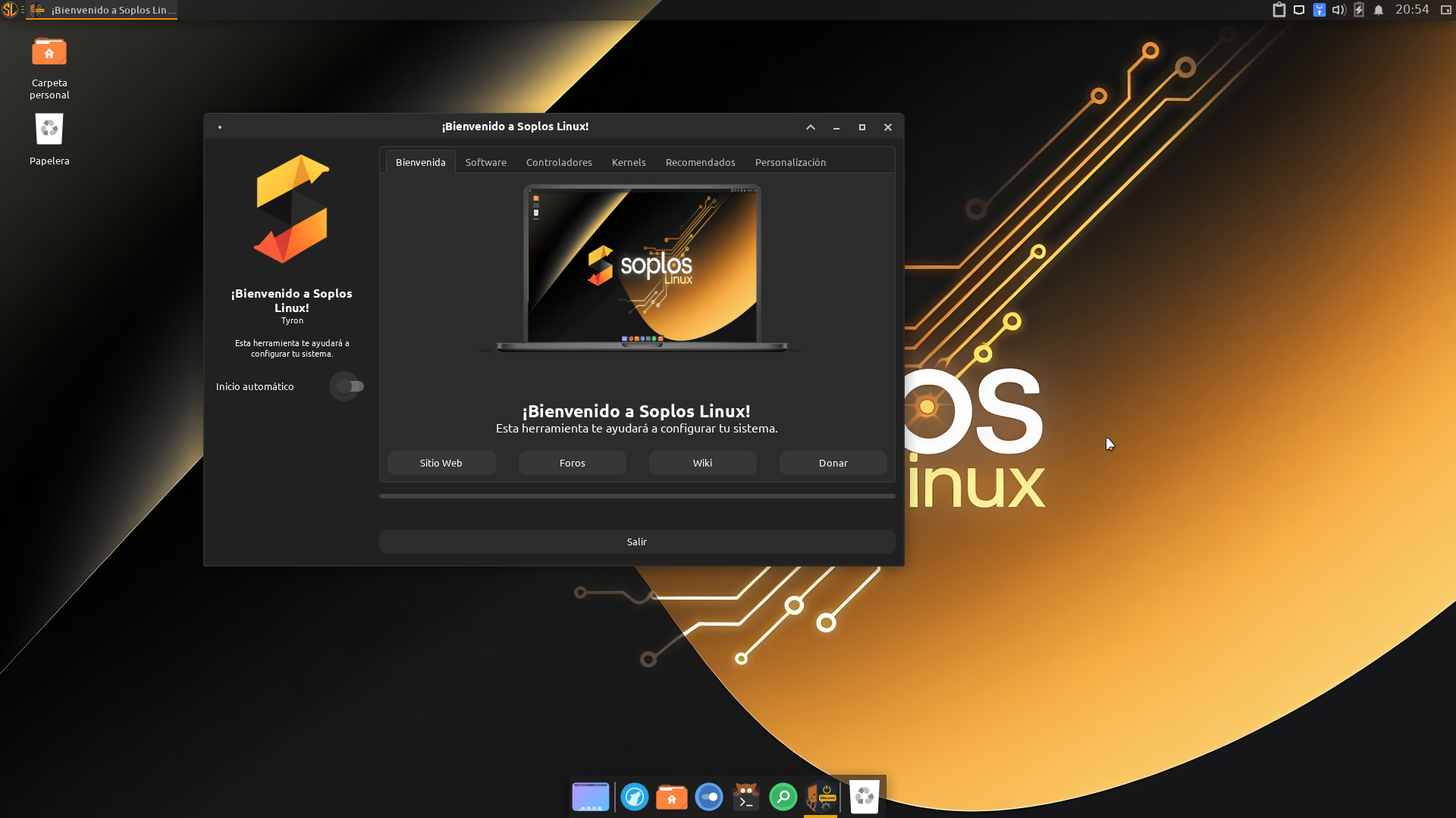 Pantalla de bienvenida