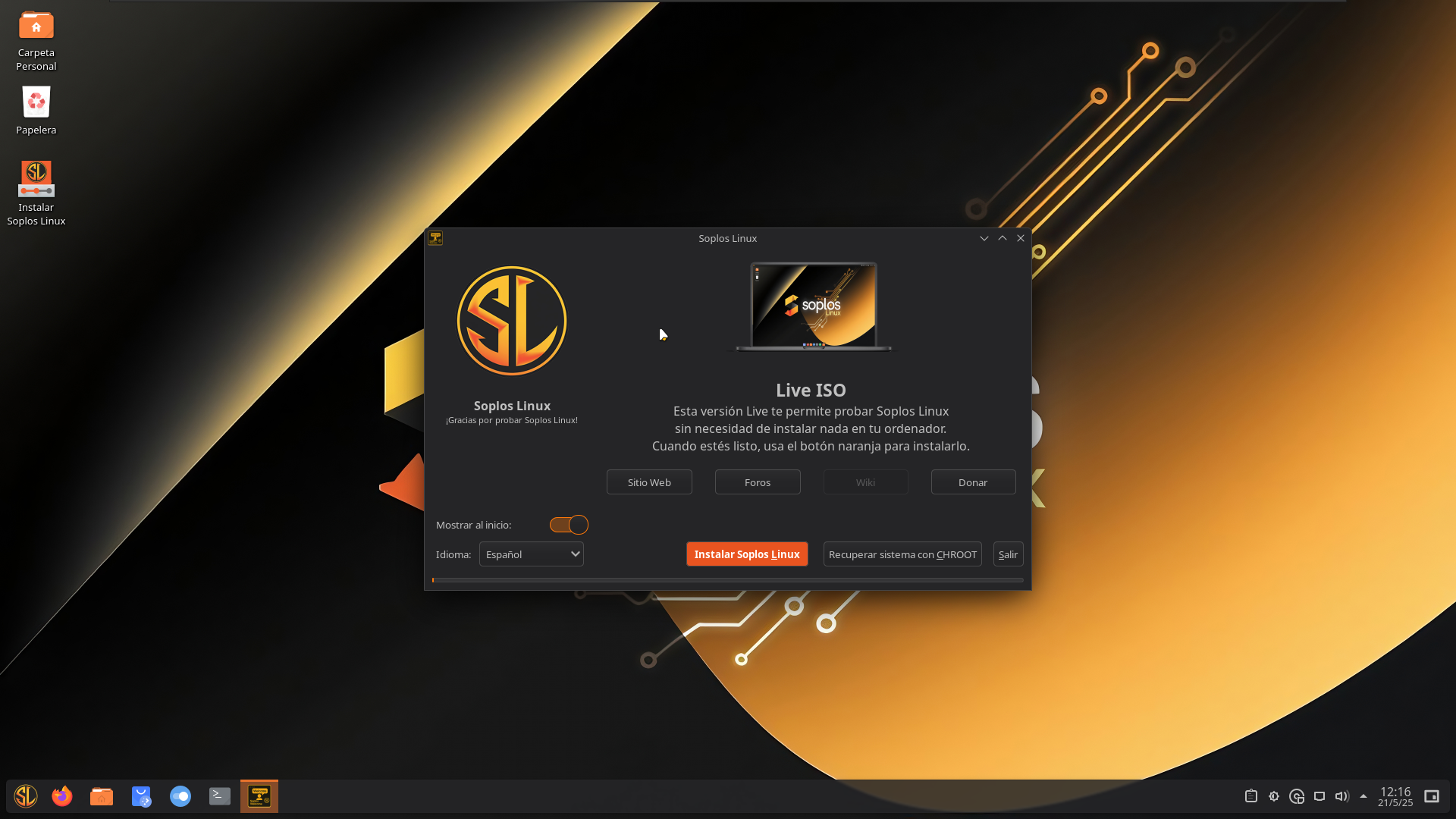 Entorno Live de Soplos Linux Tyson