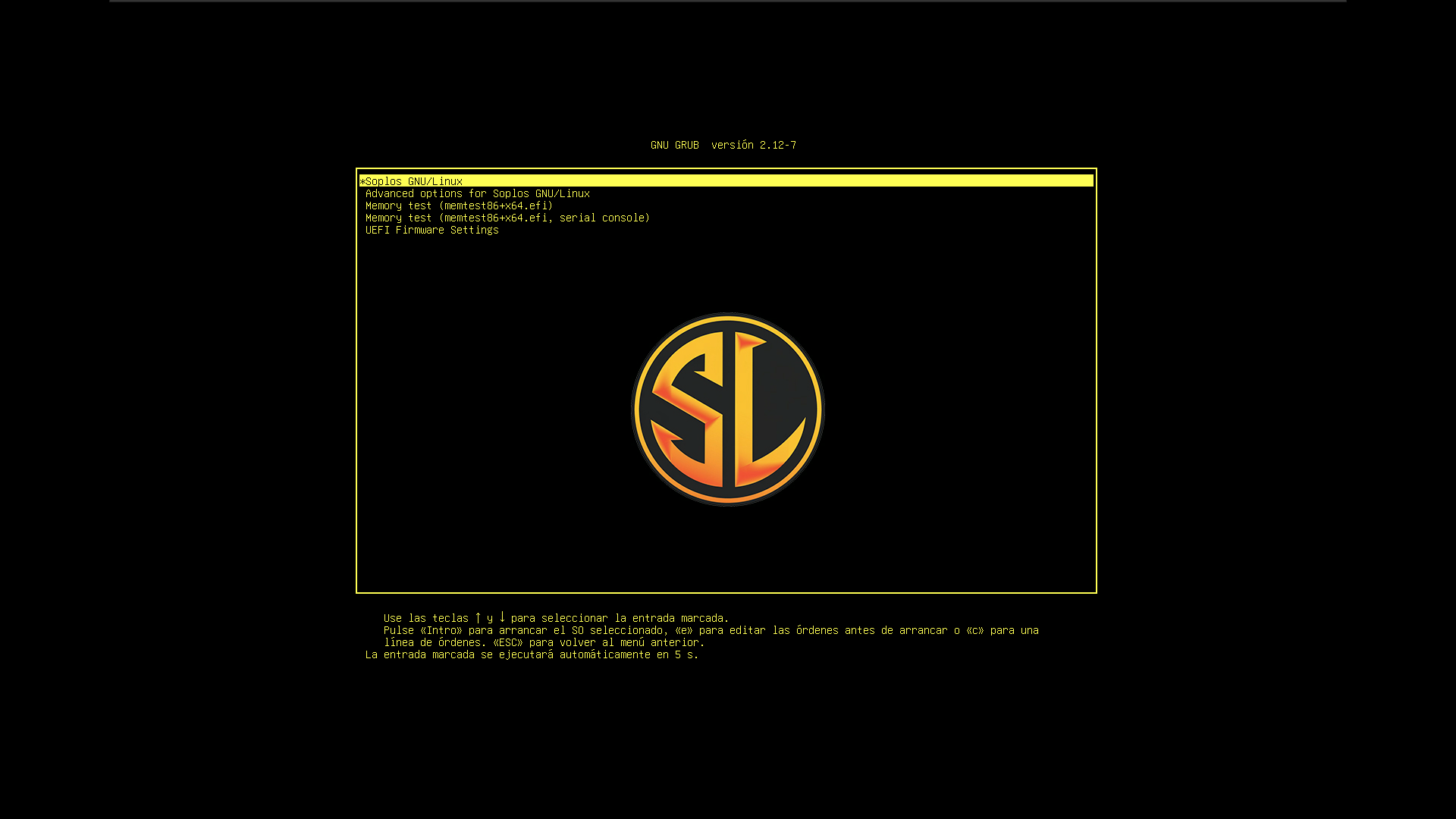 Pantalla del bootloader GRUB