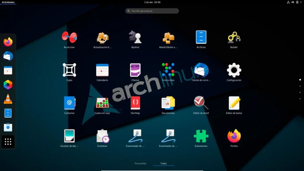 Lista de aplicaciones en Arch Linux