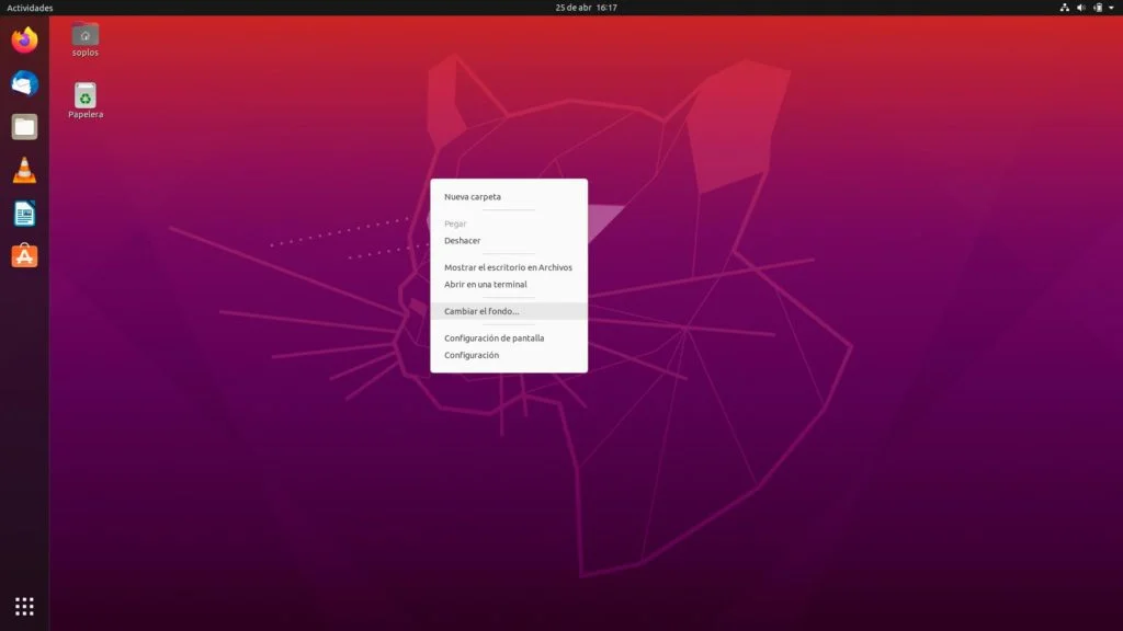 Cambiando el fondo de escritorio de Ubuntu