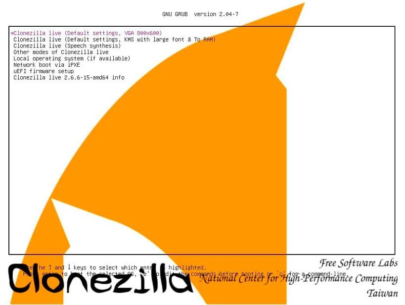 Arranque de Clonezilla