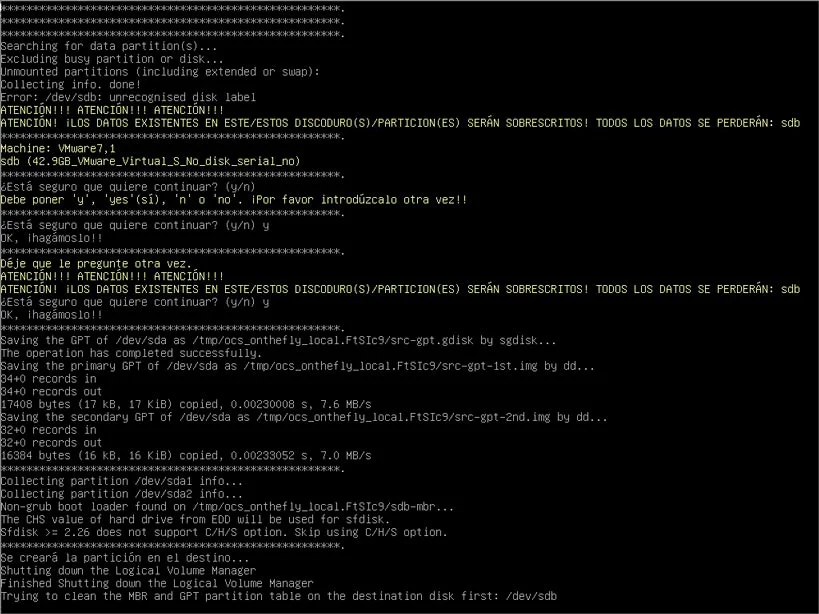 Copiando la estructura del disco