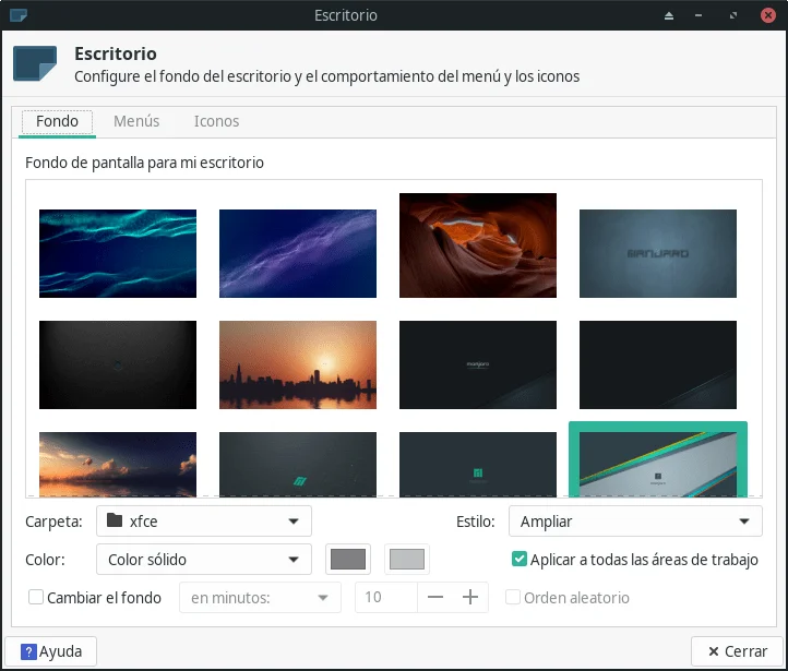 Cambiar fondo de pantalla de Manjaro