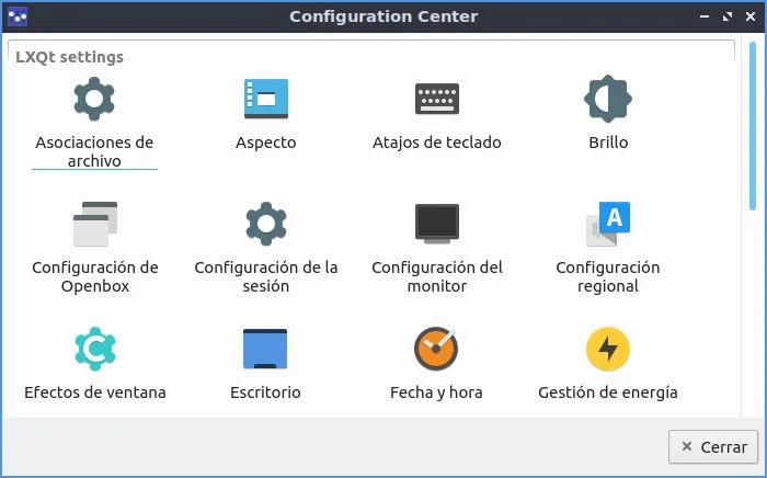 Centro de control de Lubuntu