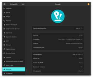 Configuración de sistema de Pop! _OS