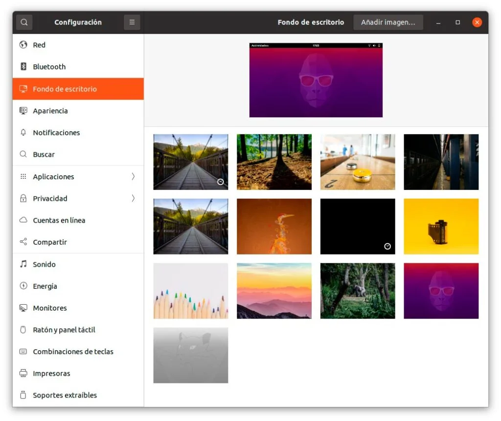 Fondos de pantalla provisionales en Ubuntu 20.10