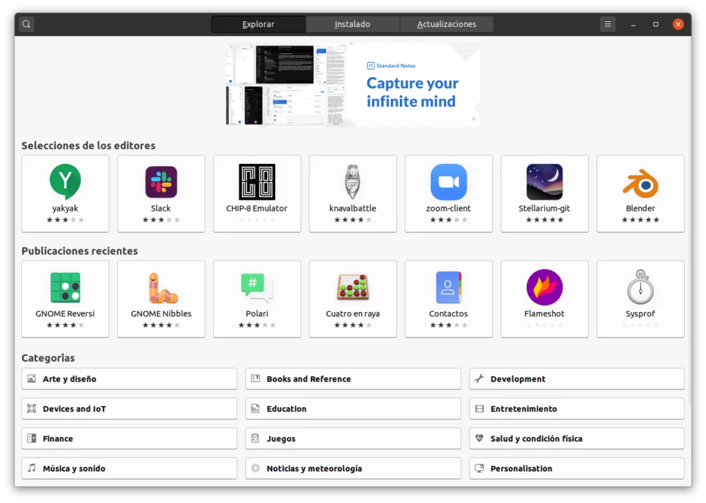 Snap Store en Ubuntu 20.10 Beta