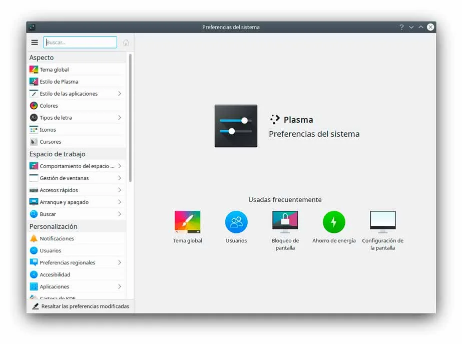 Panel de control de Q4OS 4.6