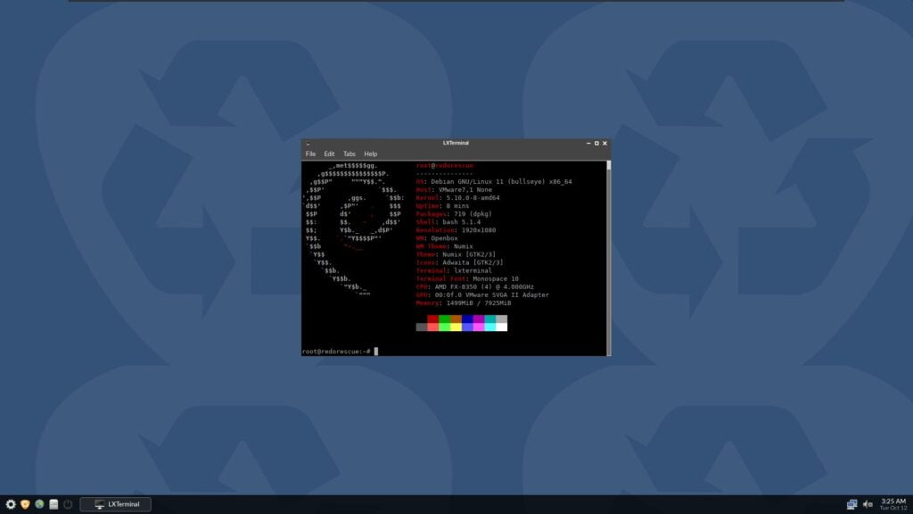 Versión de kernel y sistema de Redo Rescue