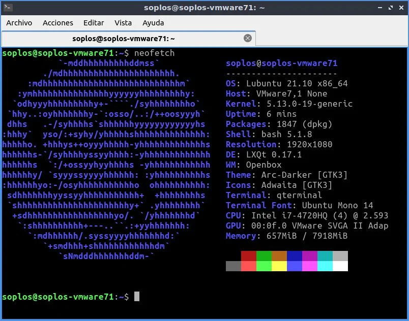 Versión de kernel de Lubuntu 21.10